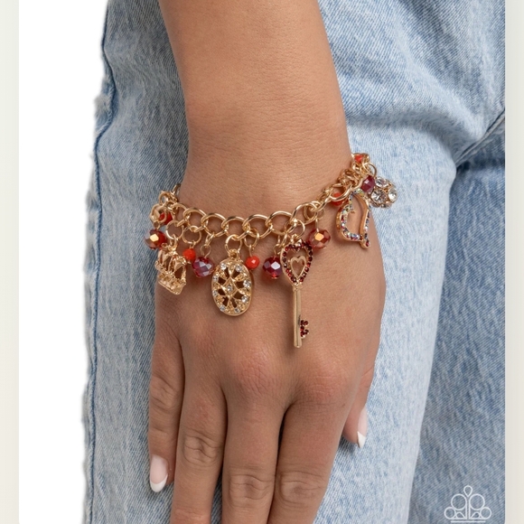 Paparazzi Gold Bracelet with Red Charms - Picture 2 of 7